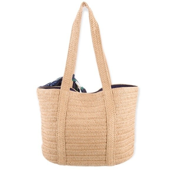 Draper James Everyday Woven Straw Bag with Floral Scarf - Picture 2 of 9